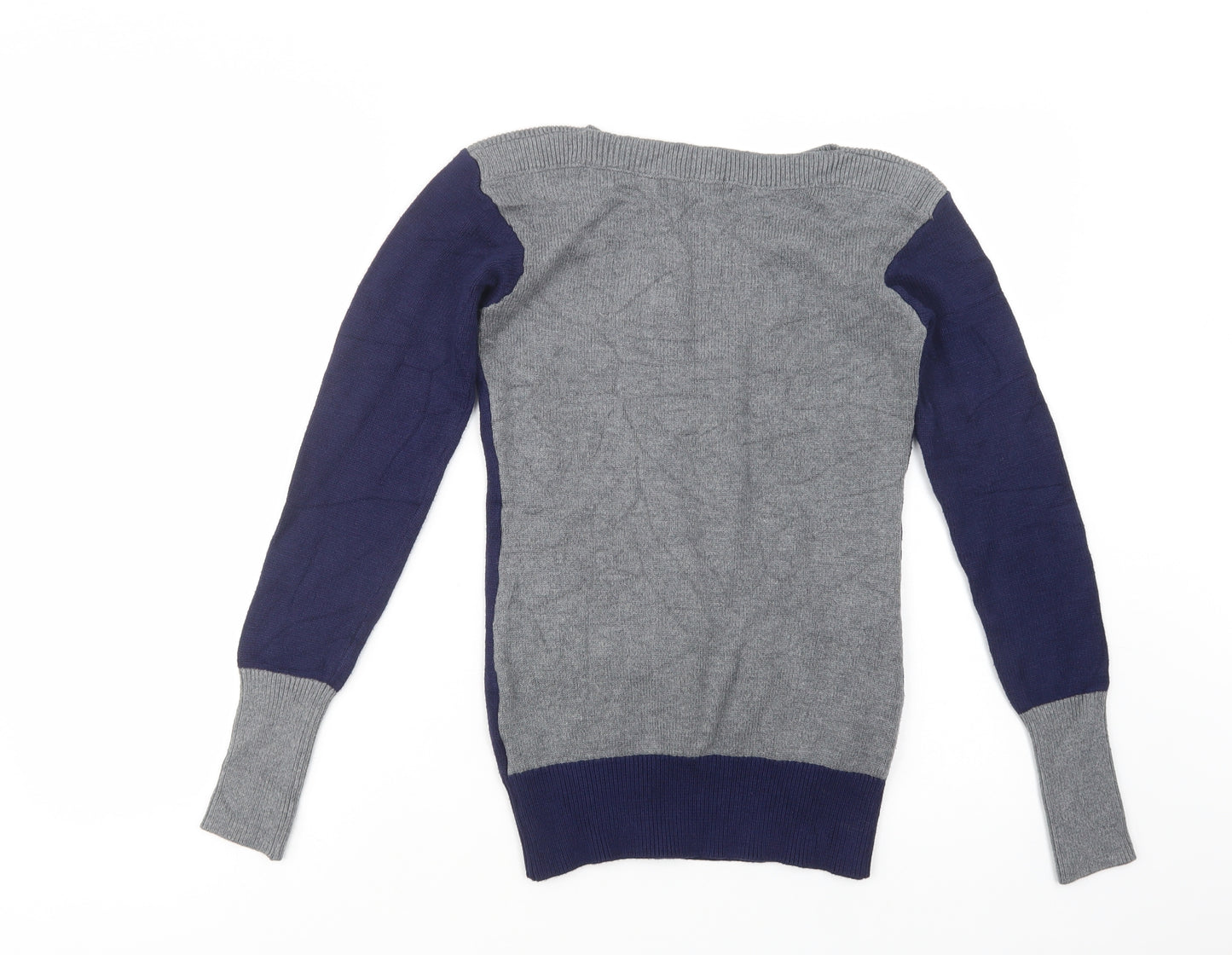 Patty Boutik Womens Blue Boat Neck  Viscose Pullover Jumper Size S