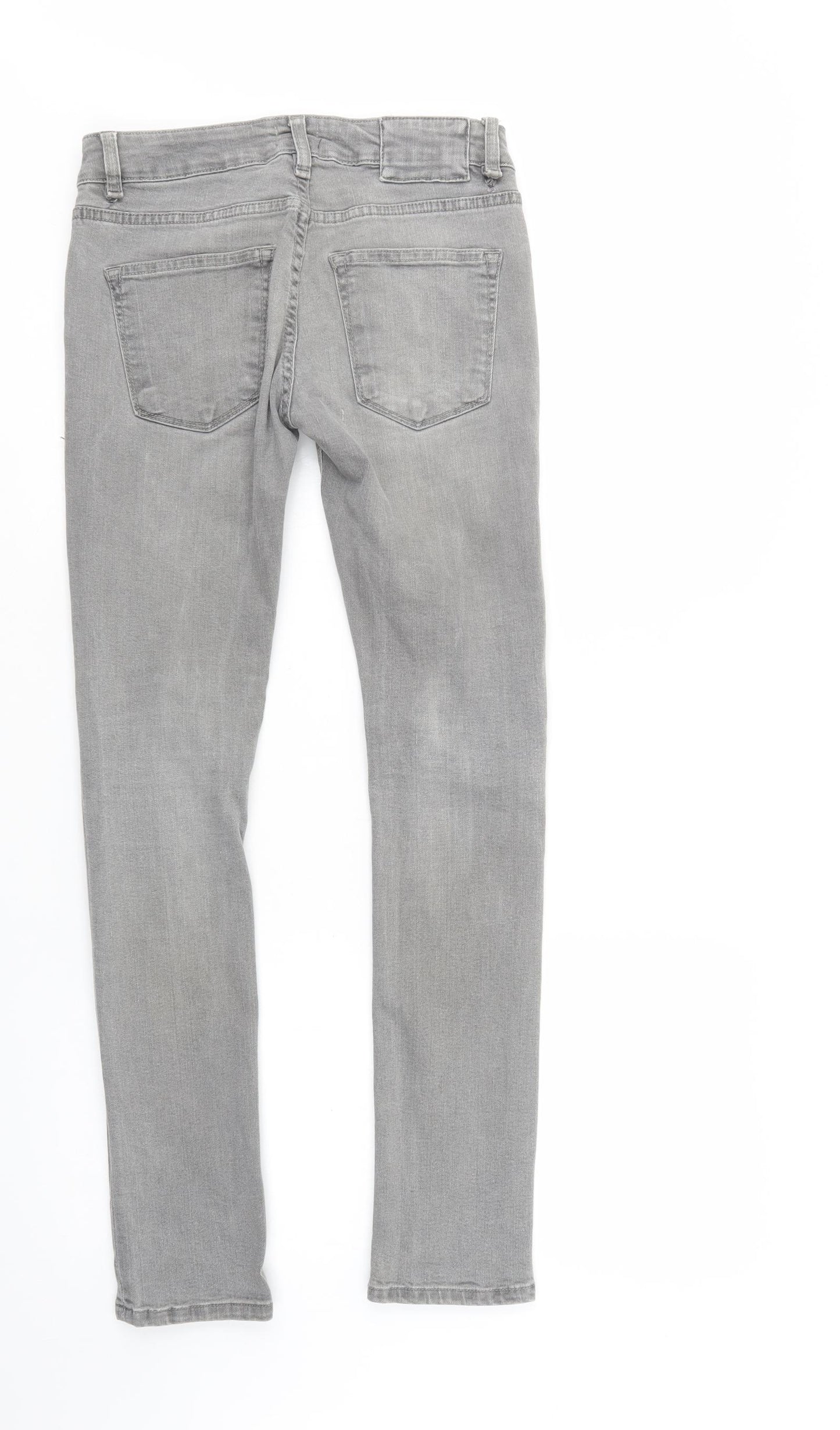River Island Mens Grey  Cotton Skinny Jeans Size 26 in L32 in Regular Button