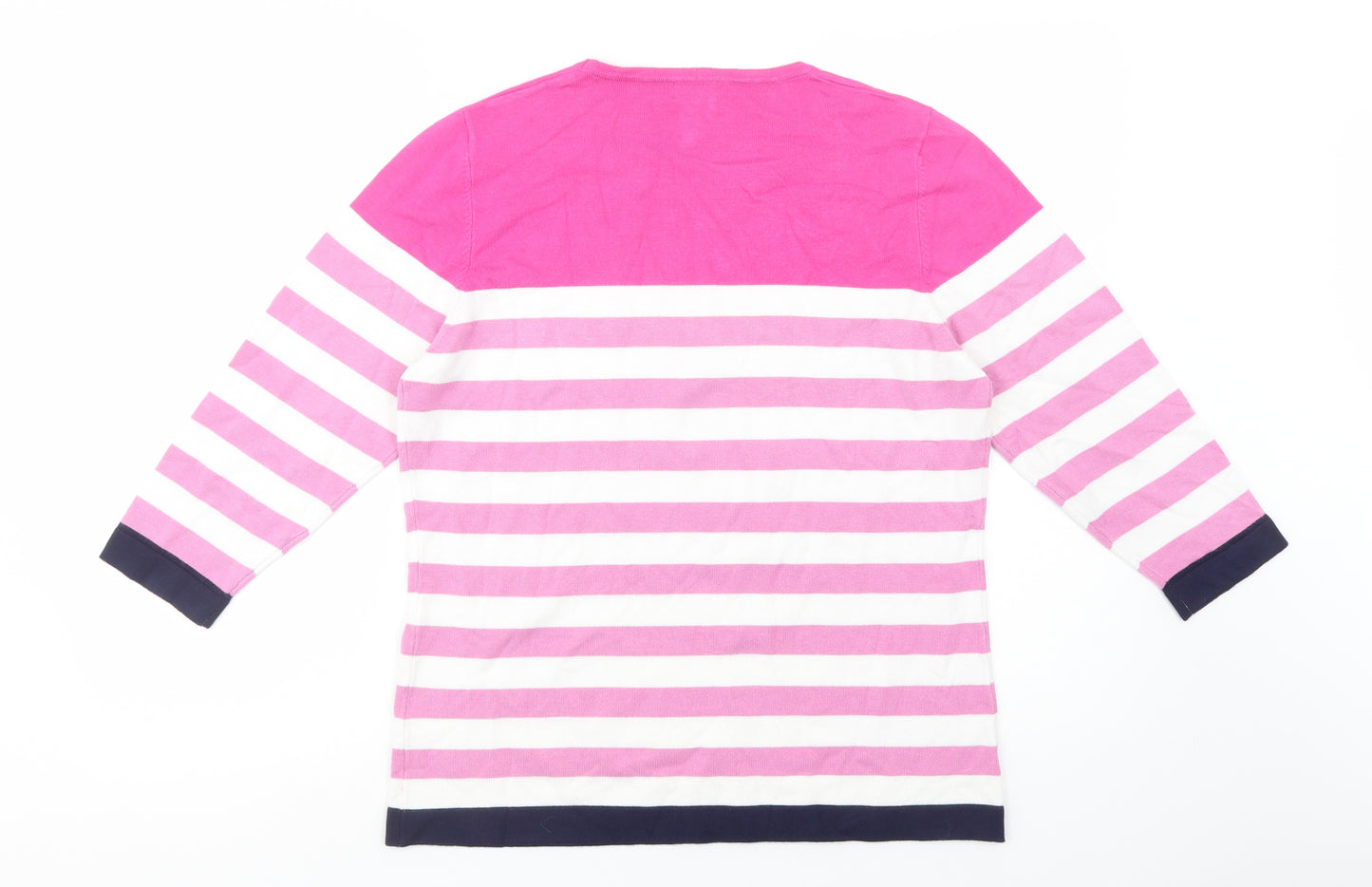 Nina Murati Womens Pink Scoop Neck Striped Viscose Pullover Jumper Size M
