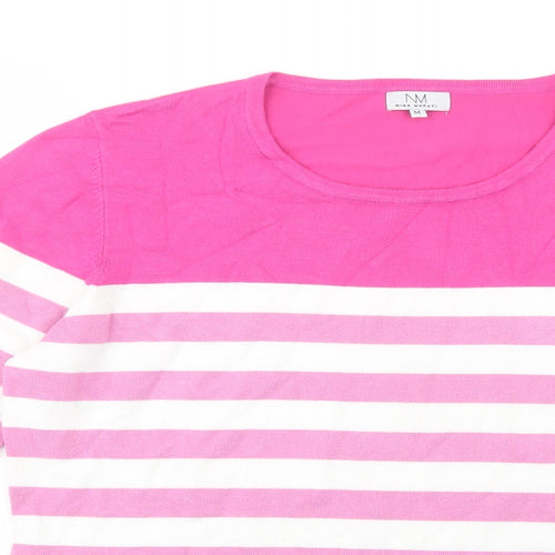 Nina Murati Womens Pink Scoop Neck Striped Viscose Pullover Jumper Size M