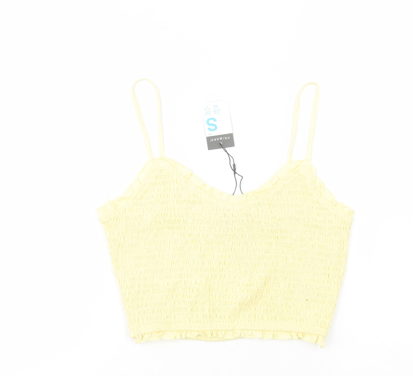Primark Womens Yellow  Cotton Cropped Tank Size S V-Neck