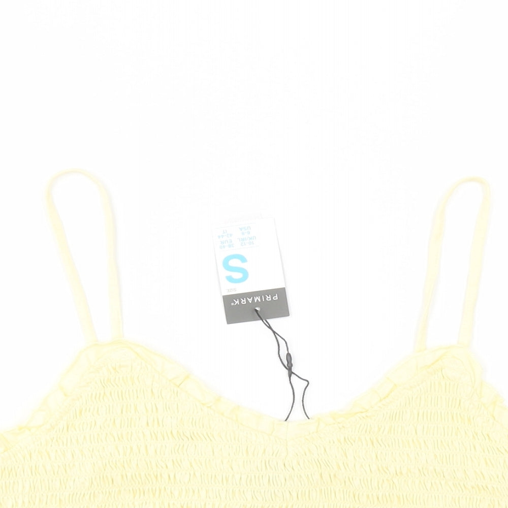 Primark Womens Yellow  Cotton Cropped Tank Size S V-Neck