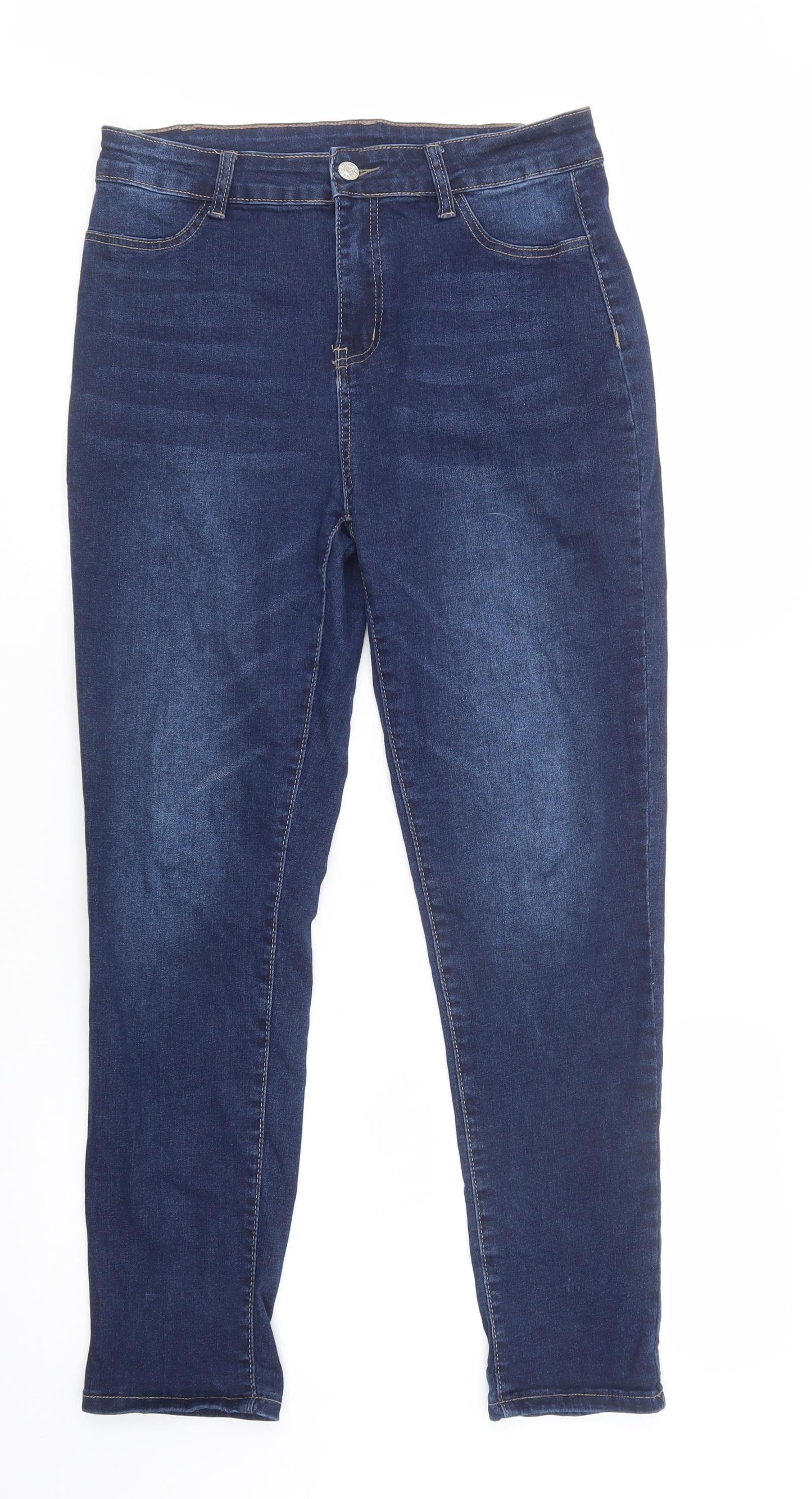 SheIn Womens Blue  Cotton Skinny Jeans Size L L31 in Regular Button