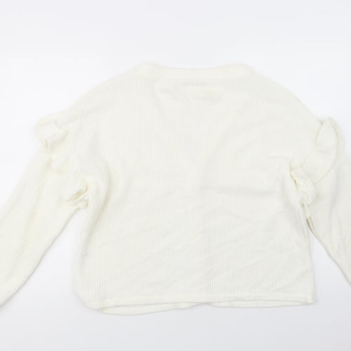 George Womens Ivory V-Neck  Acrylic Cardigan Jumper Size L