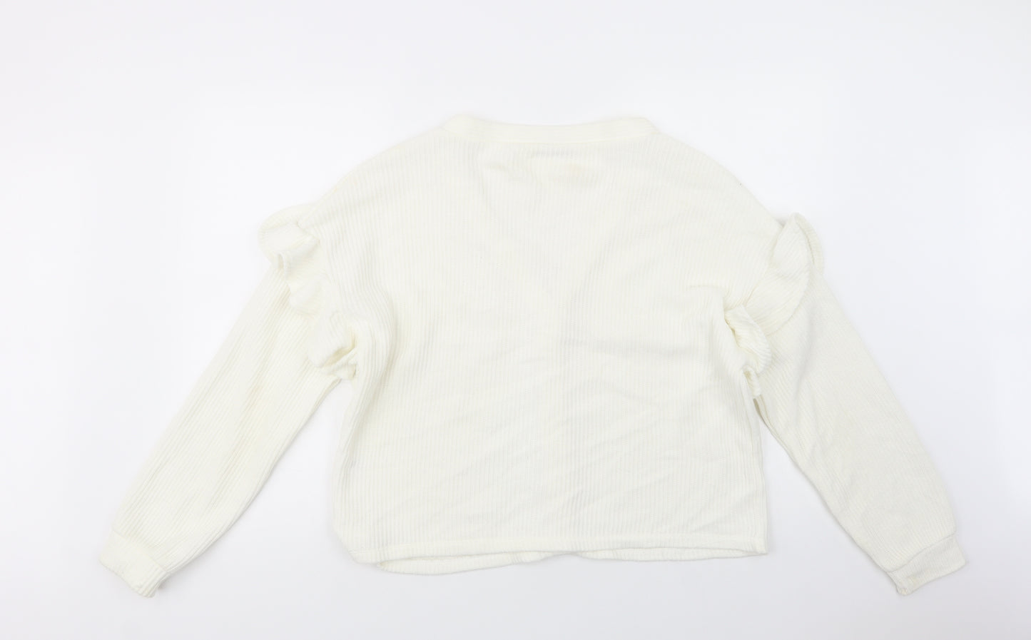 George Womens Ivory V-Neck  Acrylic Cardigan Jumper Size L