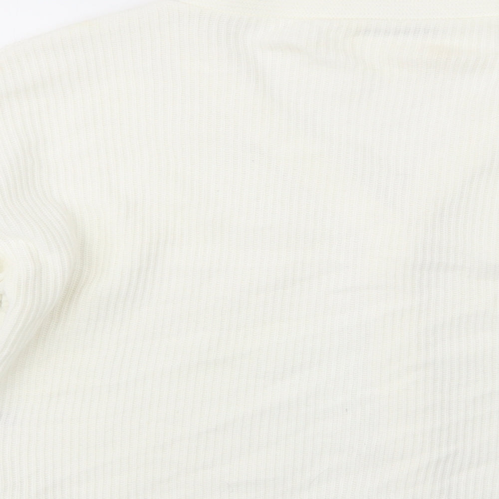George Womens Ivory V-Neck  Acrylic Cardigan Jumper Size L