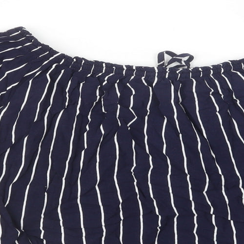 New Look Womens Blue Striped Viscose Basic Blouse Size 8 Off the Shoulder