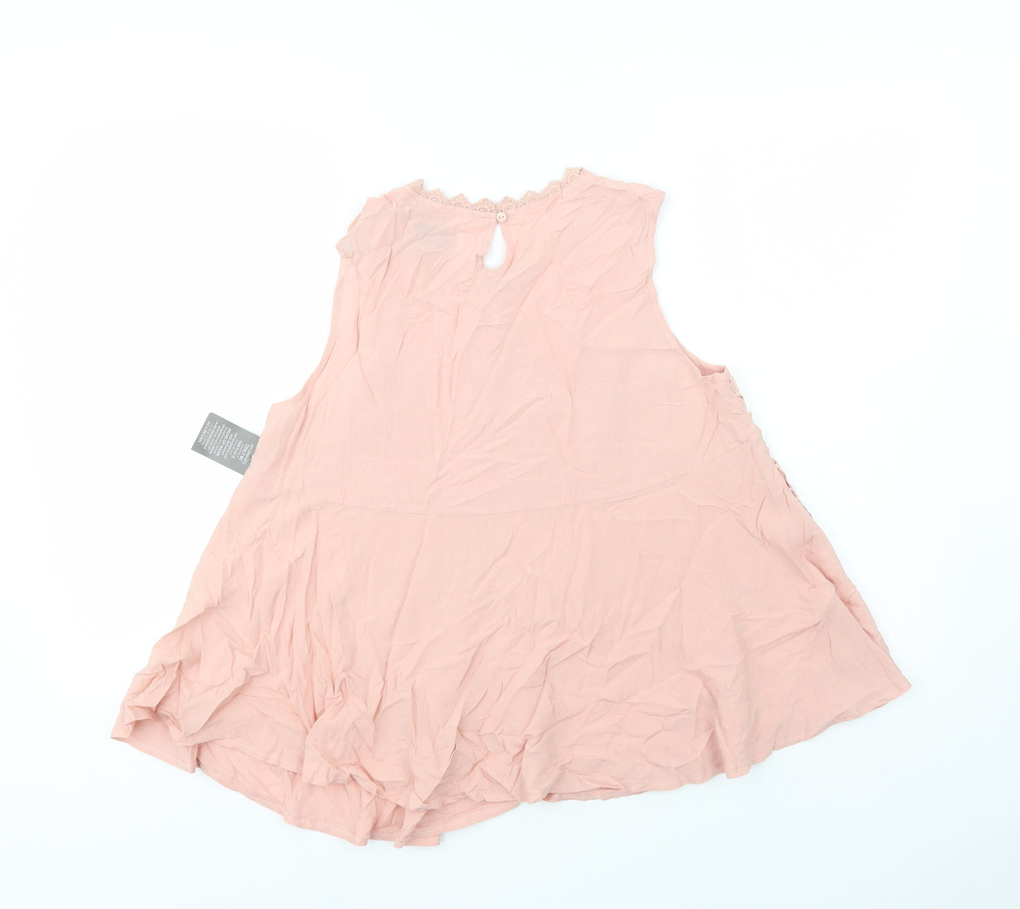 Amber Womens Pink  Viscose Basic Blouse Size M Crew Neck - Lace Detail