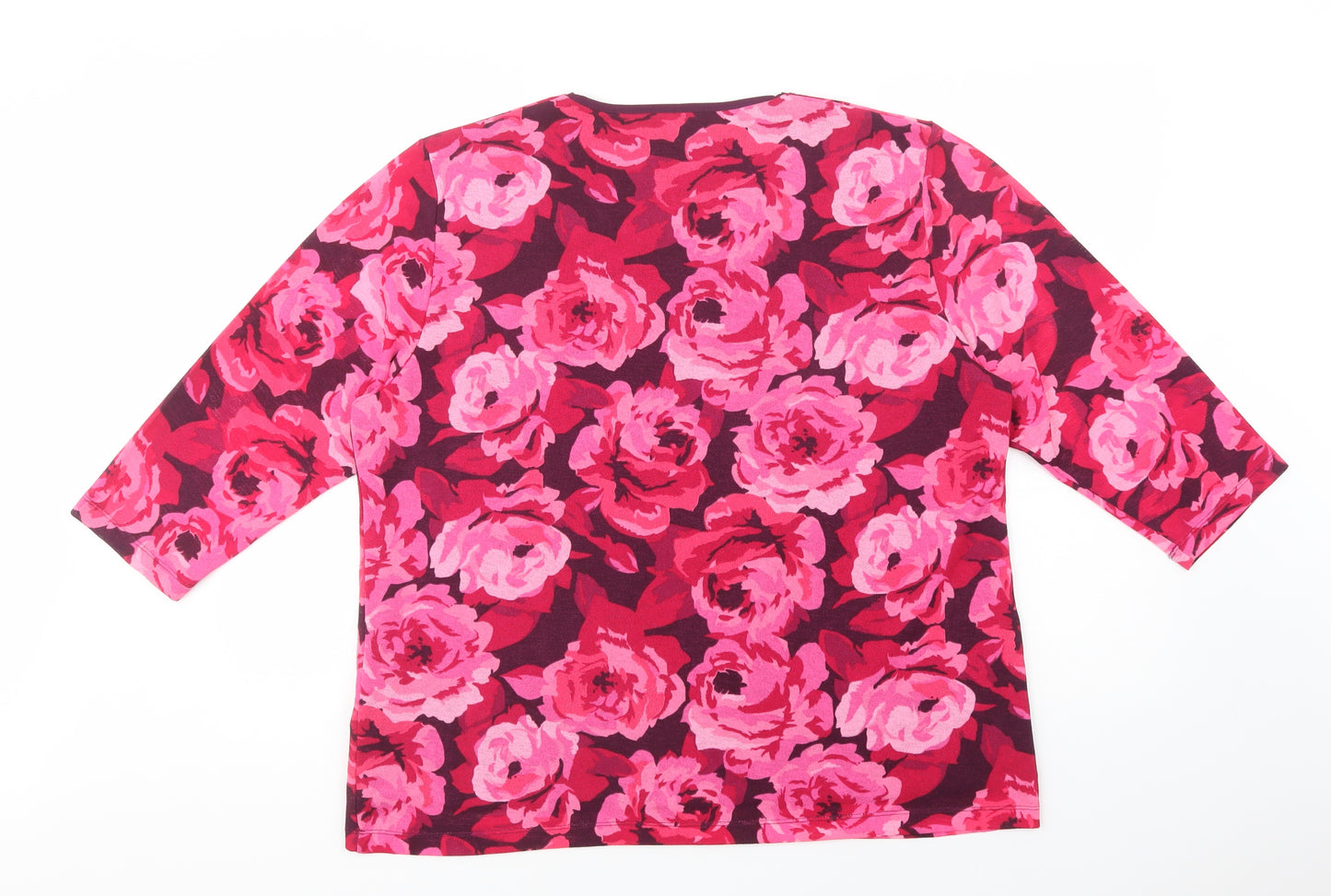 Tigi Womens Purple Floral Polyester Basic Blouse Size 22 Scoop Neck