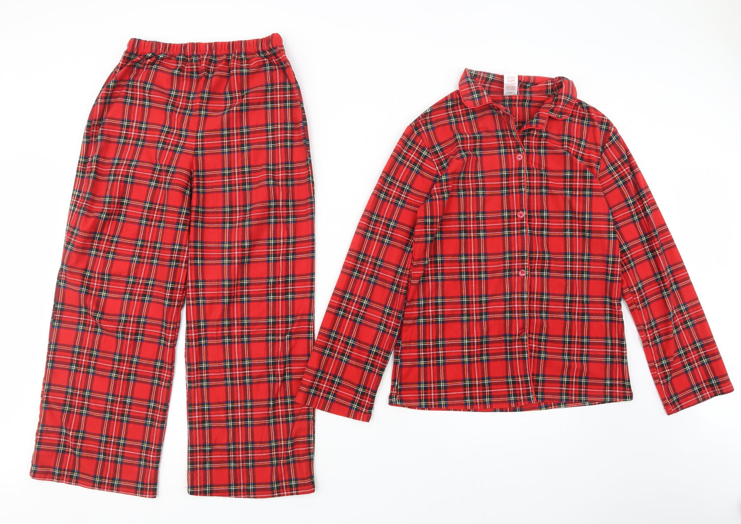 Peacocs Girls Red Plaid Polyester  Pyjama Set Size 12-13 Years  Button