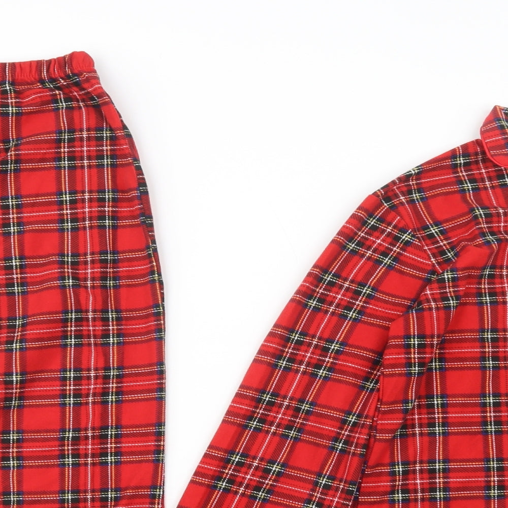 Peacocs Girls Red Plaid Polyester  Pyjama Set Size 12-13 Years  Button