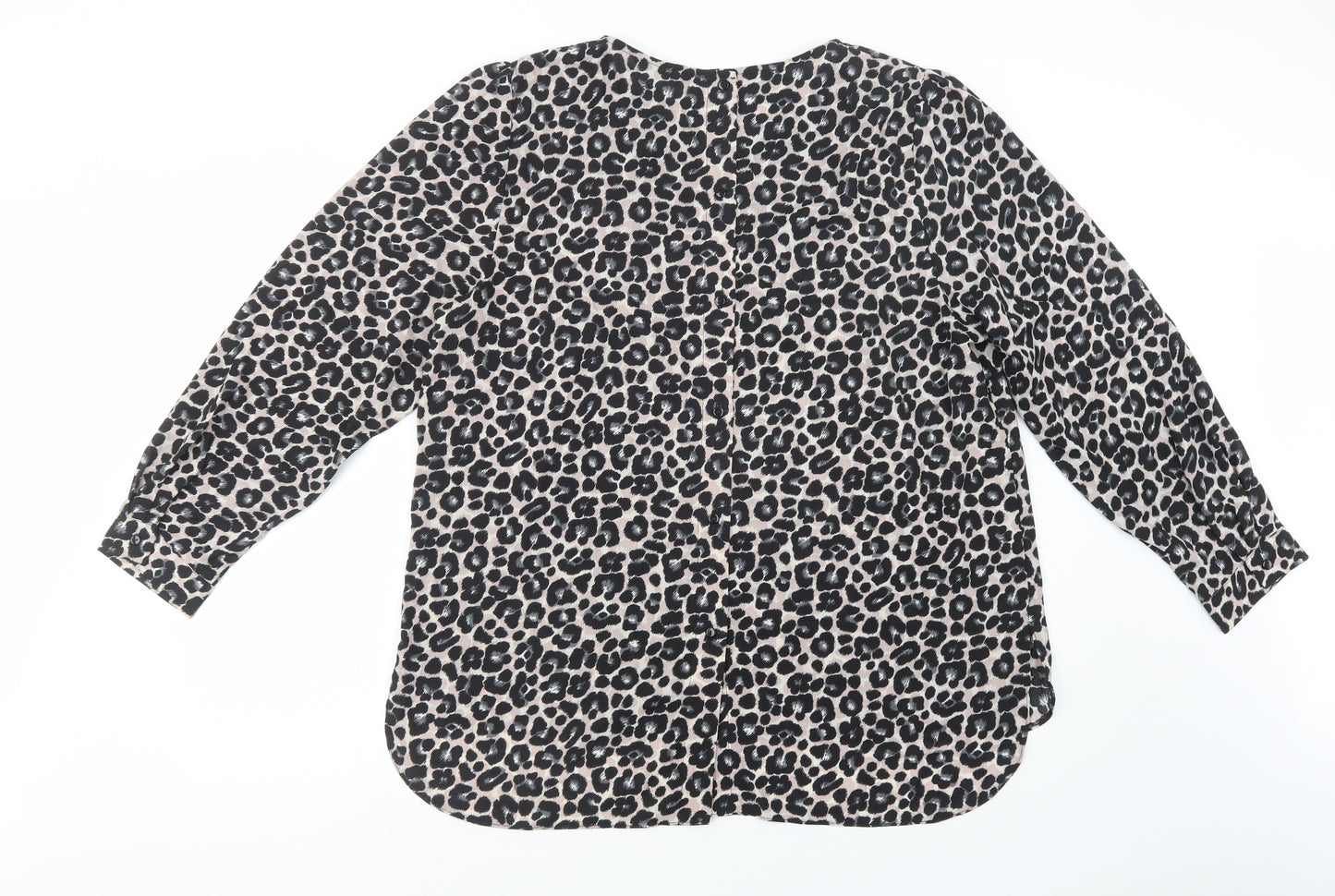 George Womens Beige Animal Print Polyester Basic Blouse Size 18 Crew Neck