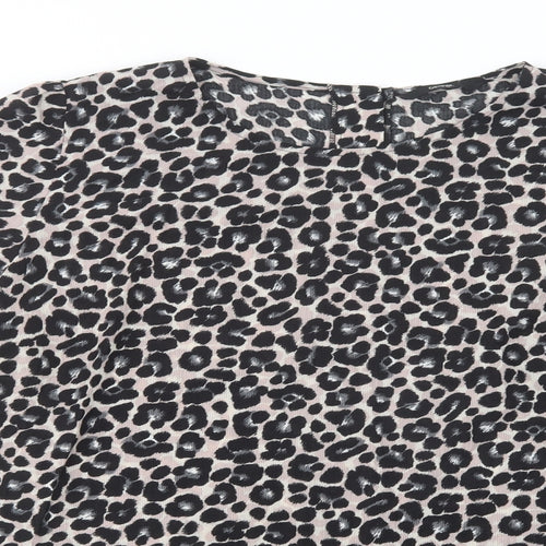 George Womens Beige Animal Print Polyester Basic Blouse Size 18 Crew Neck