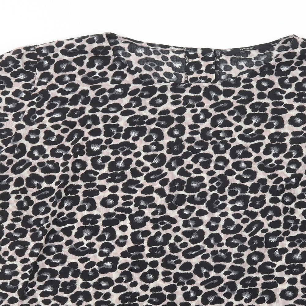 George Womens Beige Animal Print Polyester Basic Blouse Size 18 Crew Neck