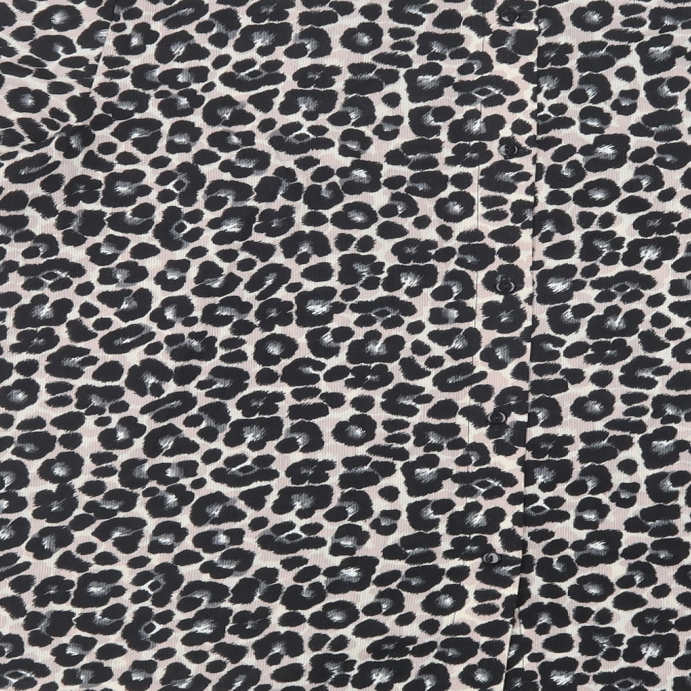 George Womens Beige Animal Print Polyester Basic Blouse Size 18 Crew Neck