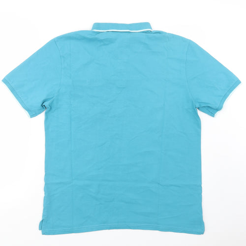 Dunnes Stores Mens Blue  Cotton  Polo Size L Collared Button