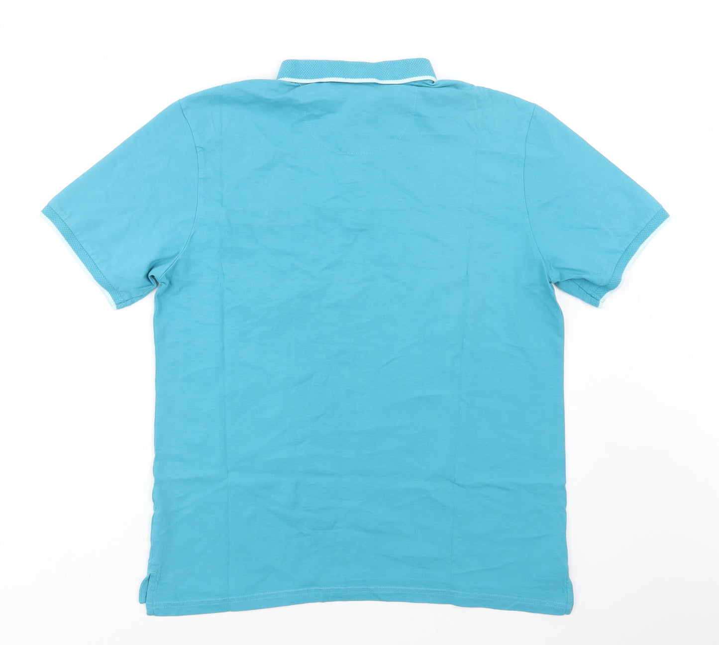 Dunnes Stores Mens Blue  Cotton  Polo Size L Collared Button