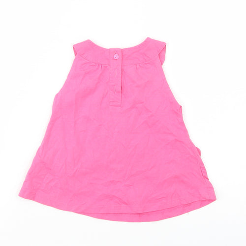 Dunnes Stores Baby Pink  Cotton Tunic Tank Size 6-9 Months Crew Neck Button