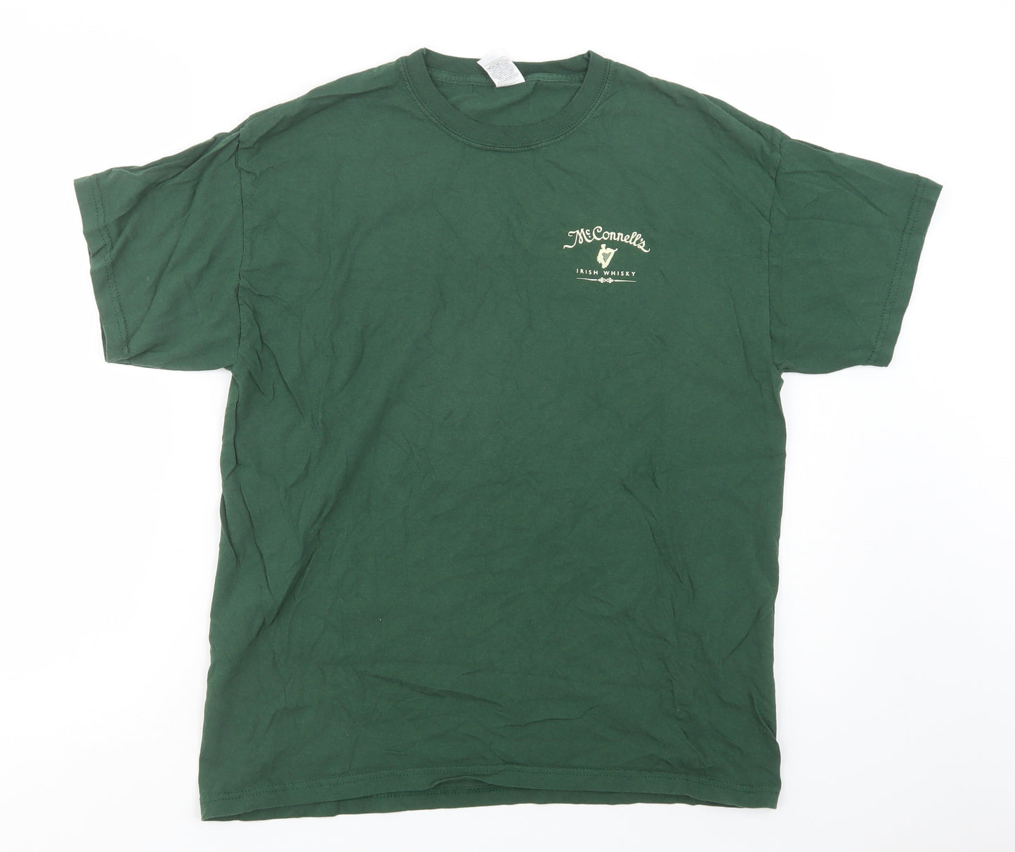Fruit of the Loom Mens Green  Cotton  T-Shirt Size L Crew Neck  - Irish Whisky