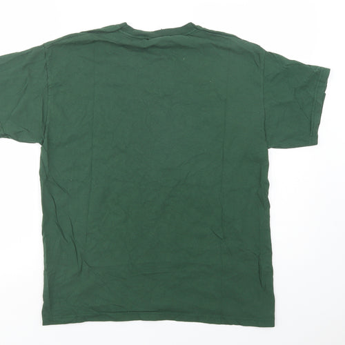 Fruit of the Loom Mens Green  Cotton  T-Shirt Size L Crew Neck  - Irish Whisky