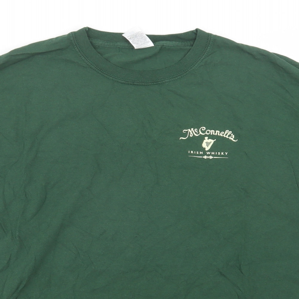 Fruit of the Loom Mens Green  Cotton  T-Shirt Size L Crew Neck  - Irish Whisky