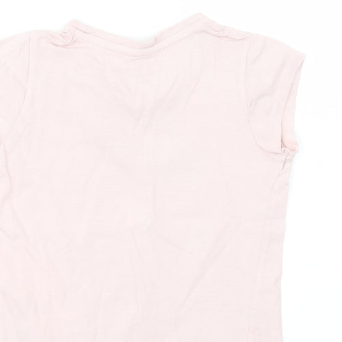 Young Style Girls Pink  Cotton Pullover T-Shirt Size 5-6 Years Crew Neck Pullover - Pineapple