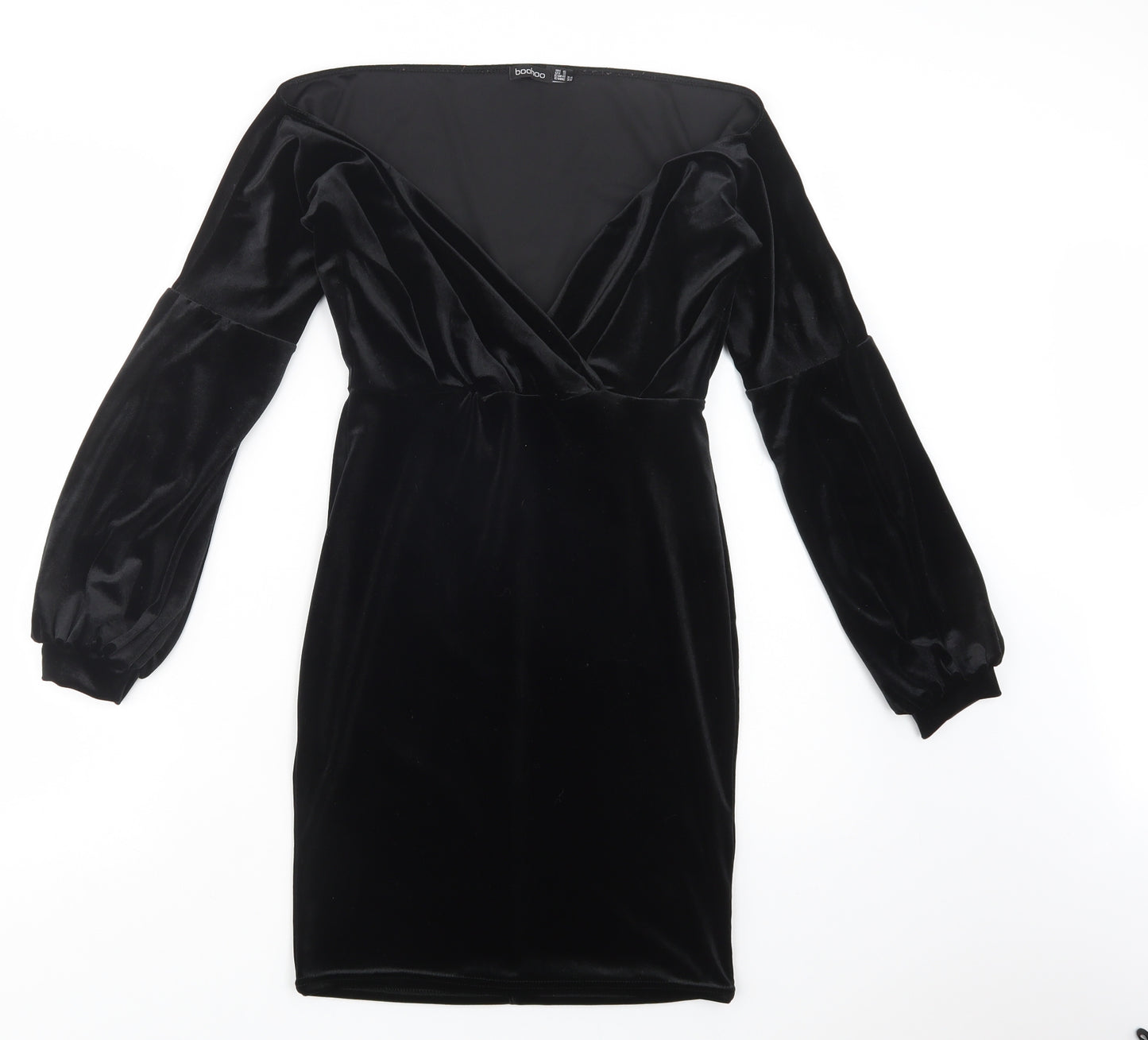 Boohoo Womens Black  Polyester Bodycon  Size 6  V-Neck Pullover