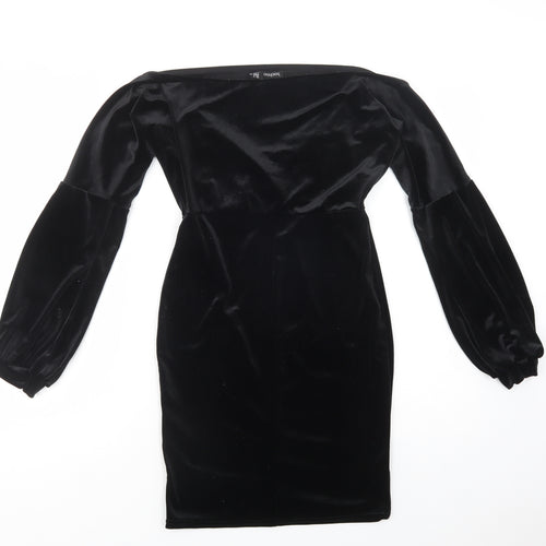 Boohoo Womens Black  Polyester Bodycon  Size 6  V-Neck Pullover