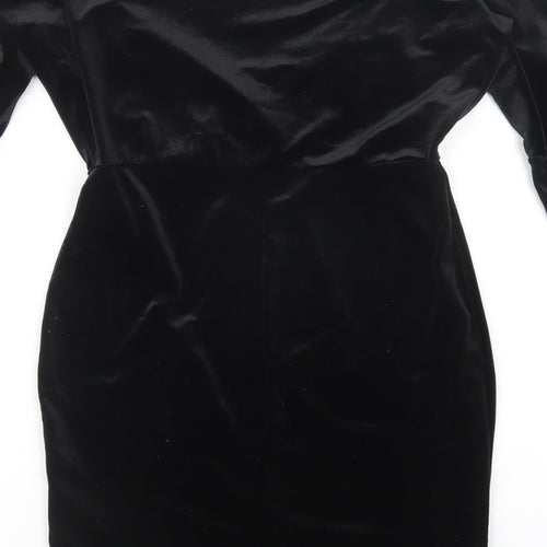 Boohoo Womens Black  Polyester Bodycon  Size 6  V-Neck Pullover