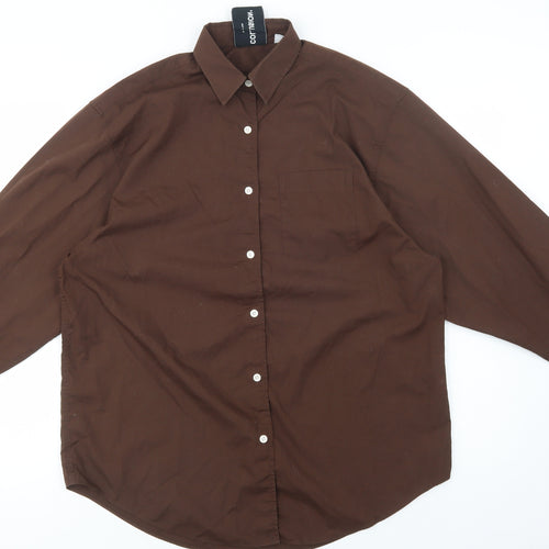COLLUSION Womens Brown  Polyester Basic Button-Up Size 4 Collared