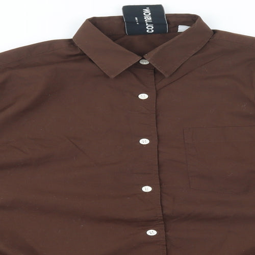 COLLUSION Womens Brown  Polyester Basic Button-Up Size 4 Collared