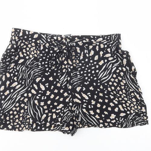 Papaya Womens Black Animal Print Viscose Bermuda Shorts Size 10 L3 in Regular Tie