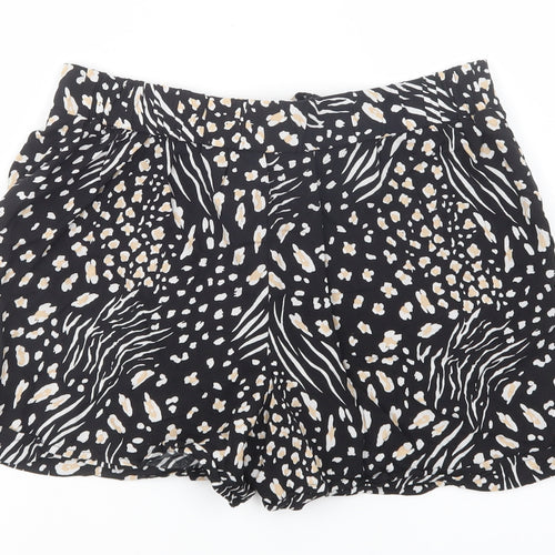 Papaya Womens Black Animal Print Viscose Bermuda Shorts Size 10 L3 in Regular Tie