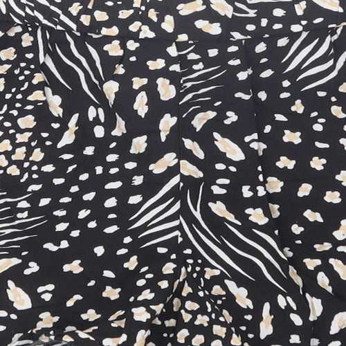 Papaya Womens Black Animal Print Viscose Bermuda Shorts Size 10 L3 in Regular Tie