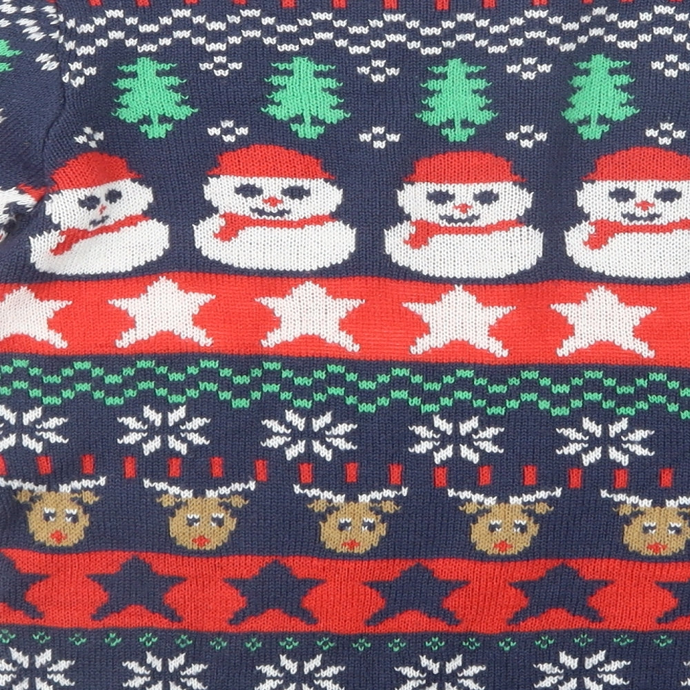 Lily & DSan Boys Blue Crew Neck Fair Isle Acrylic Pullover Jumper Size 9-10 Years  Pullover - Christmas Jumper
