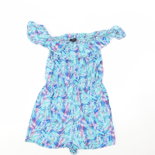 Atmos Womens Blue Floral Viscose Playsuit One-Piece Size 10  Pullover