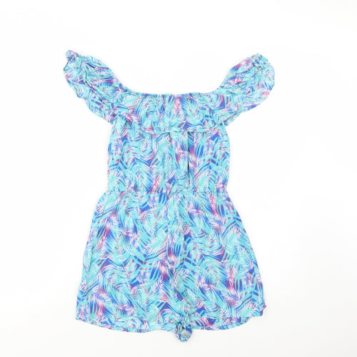 Atmos Womens Blue Floral Viscose Playsuit One-Piece Size 10  Pullover