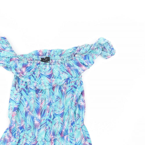 Atmos Womens Blue Floral Viscose Playsuit One-Piece Size 10  Pullover