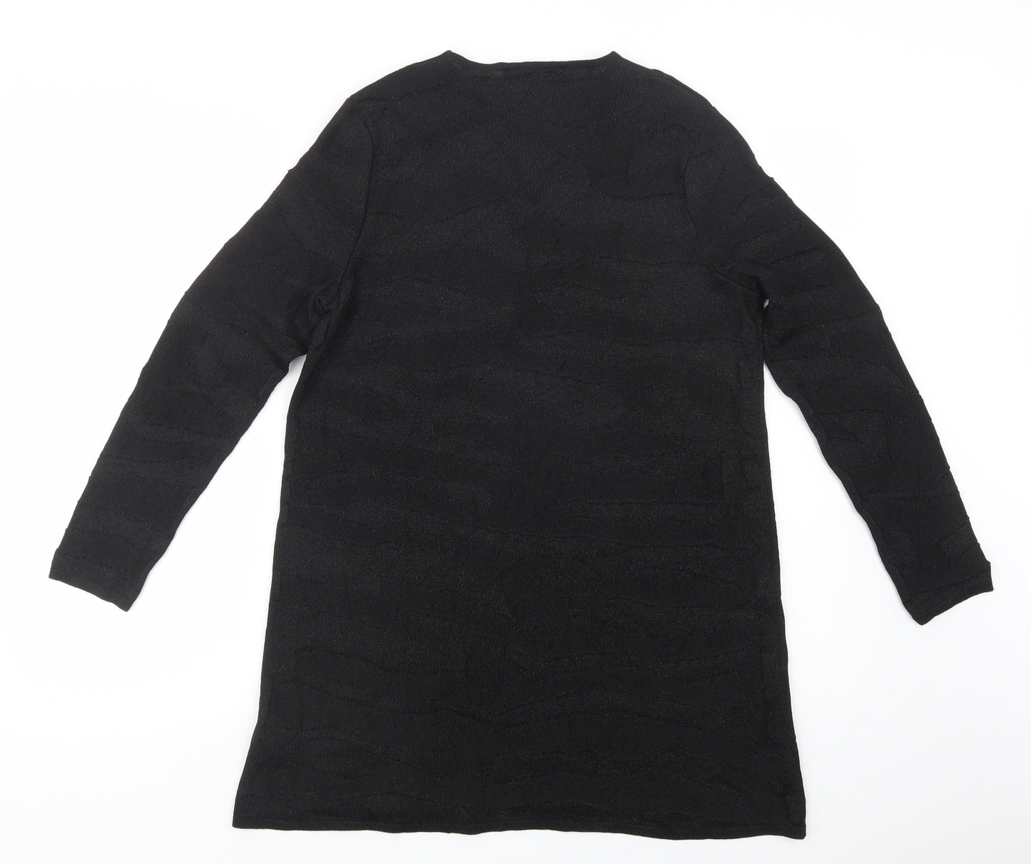 Jaeger Womens Black  Acetate Jumper Dress  Size M  V-Neck Pullover