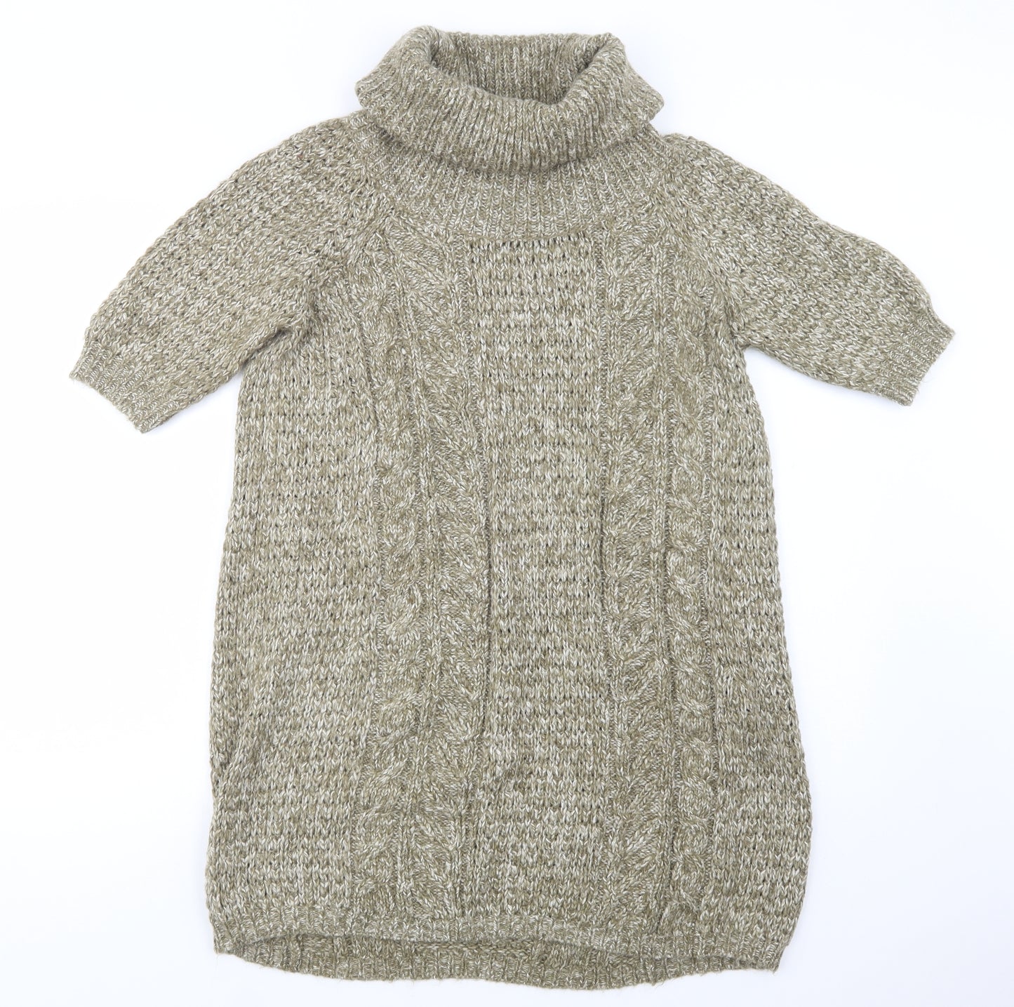 TU Womens Green Roll Neck  Acrylic Tunic Jumper Size 16