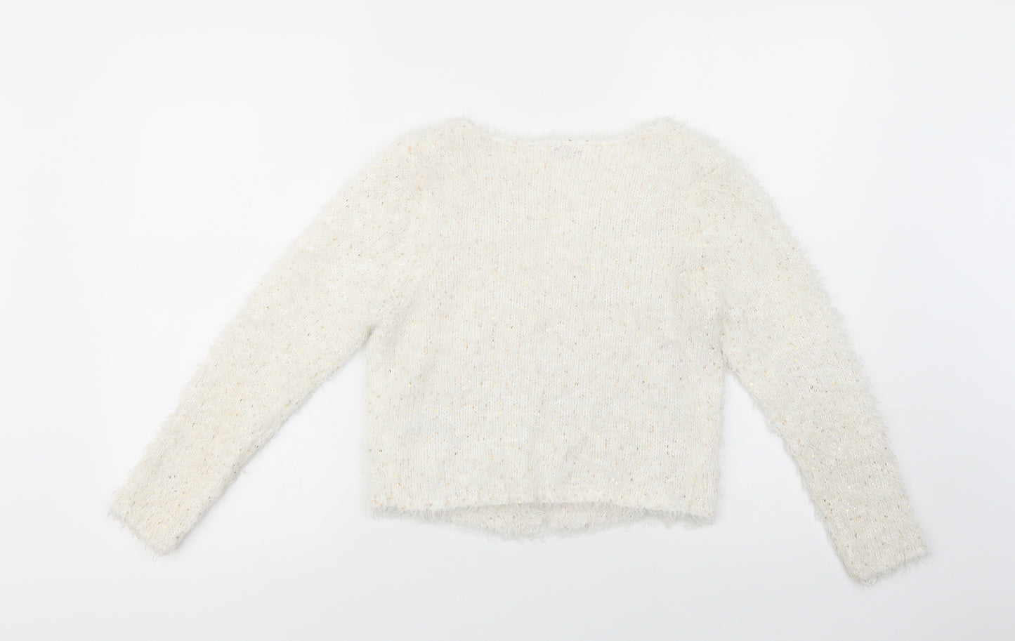 New Look Girls Ivory V-Neck  Polyester Cardigan Jumper Size 9-10 Years