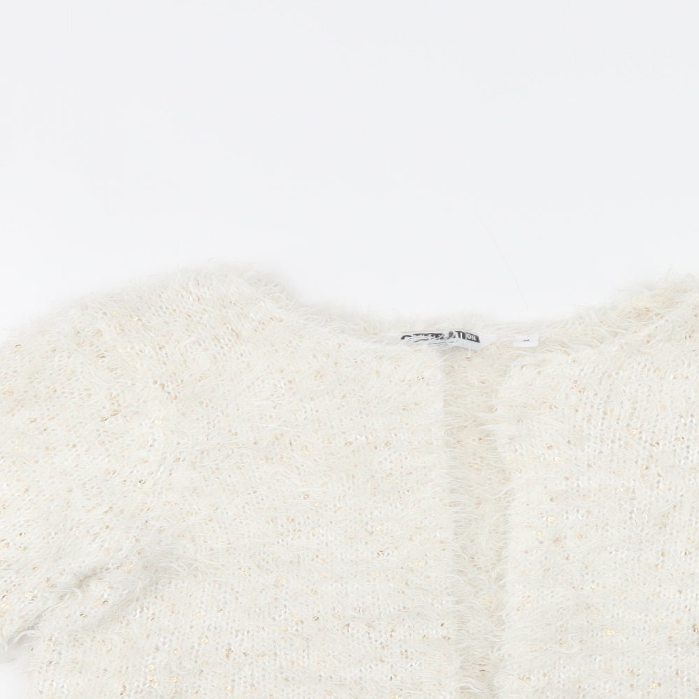 New Look Girls Ivory V-Neck  Polyester Cardigan Jumper Size 9-10 Years