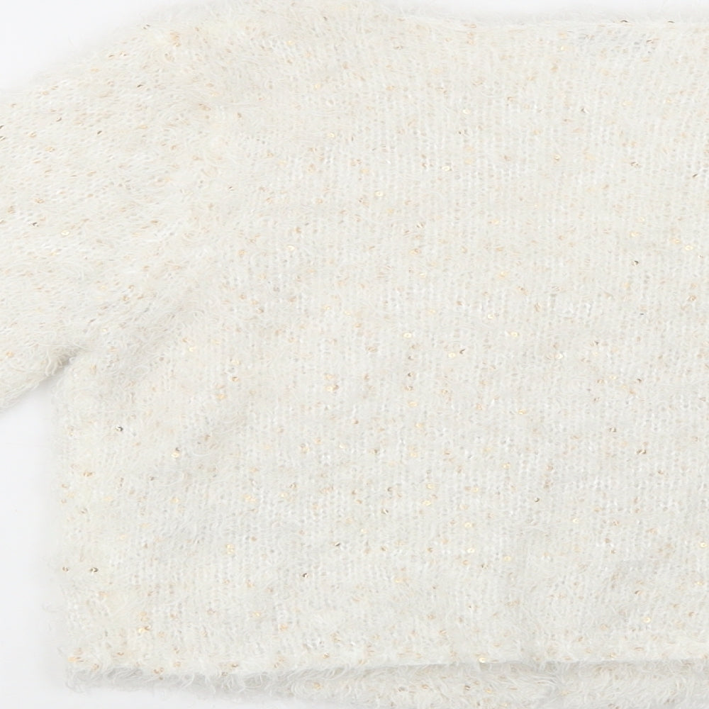New Look Girls Ivory V-Neck  Polyester Cardigan Jumper Size 9-10 Years