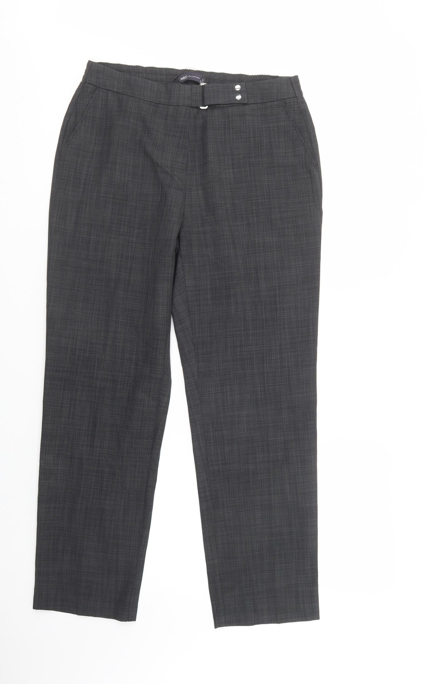 Marks and Spencer Womens Grey  Polyester Dress Pants Trousers Size 12 L29 in Regular Buckle