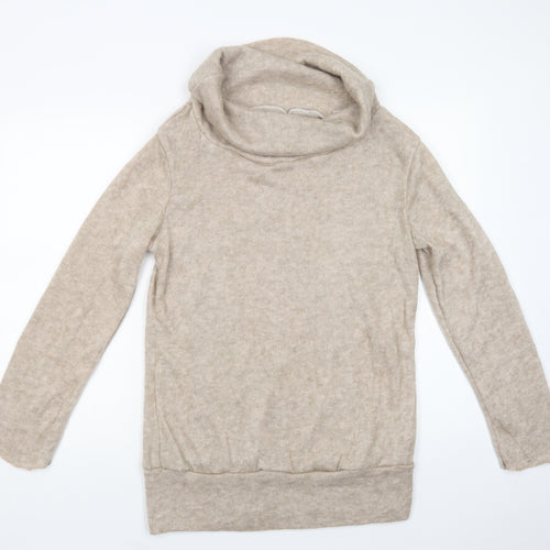 Preworn Womens Beige Roll Neck  Cotton Pullover Jumper Size L