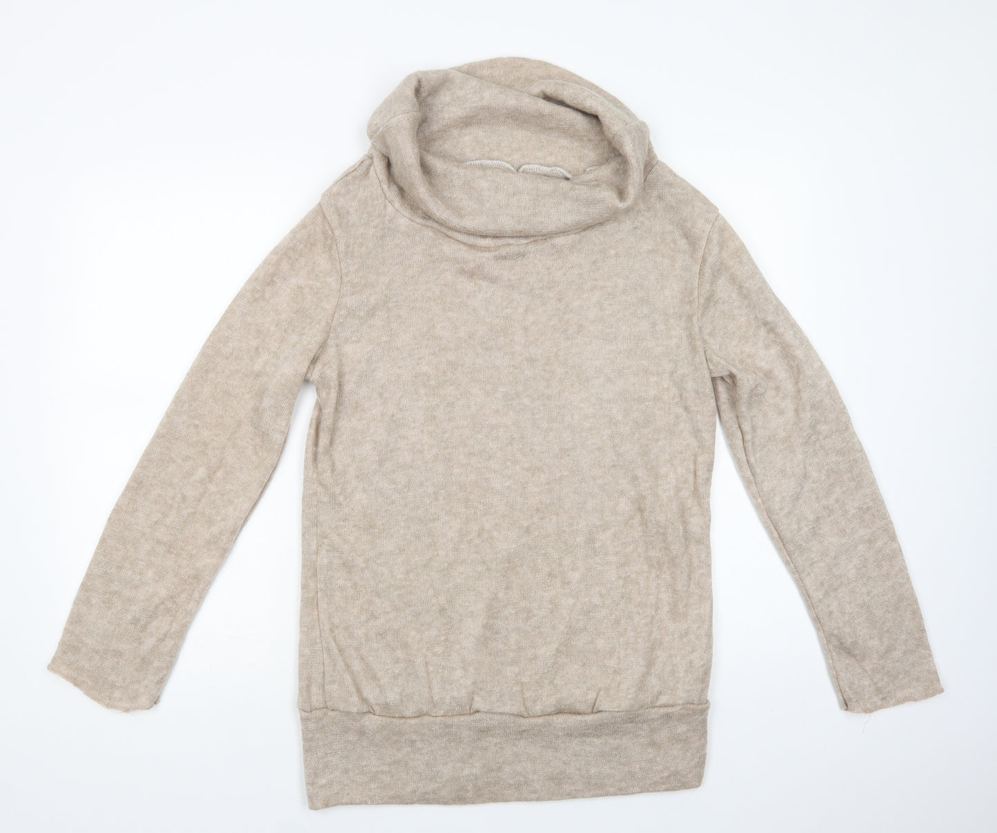 Preworn Womens Beige Roll Neck  Cotton Pullover Jumper Size L