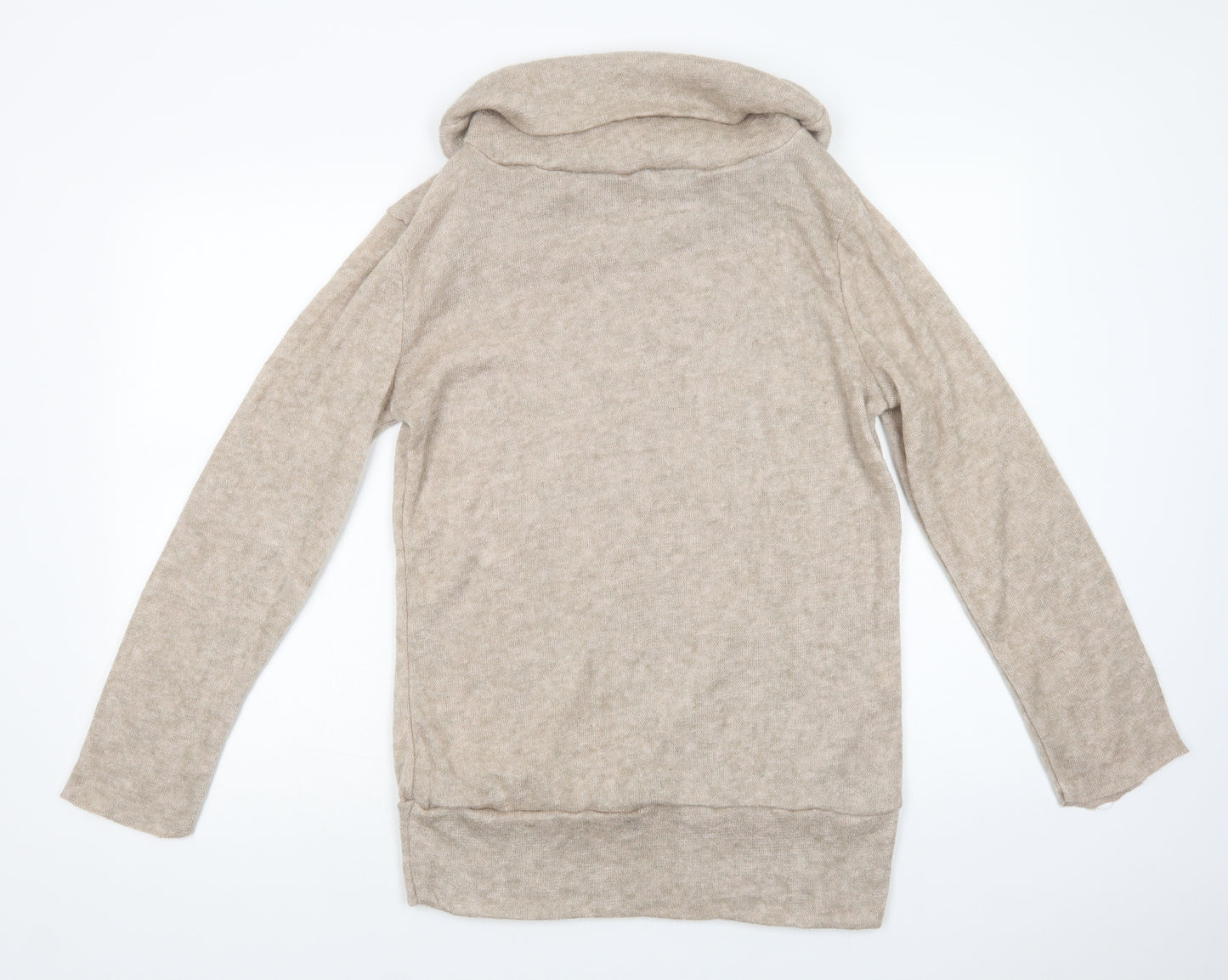 Preworn Womens Beige Roll Neck  Cotton Pullover Jumper Size L