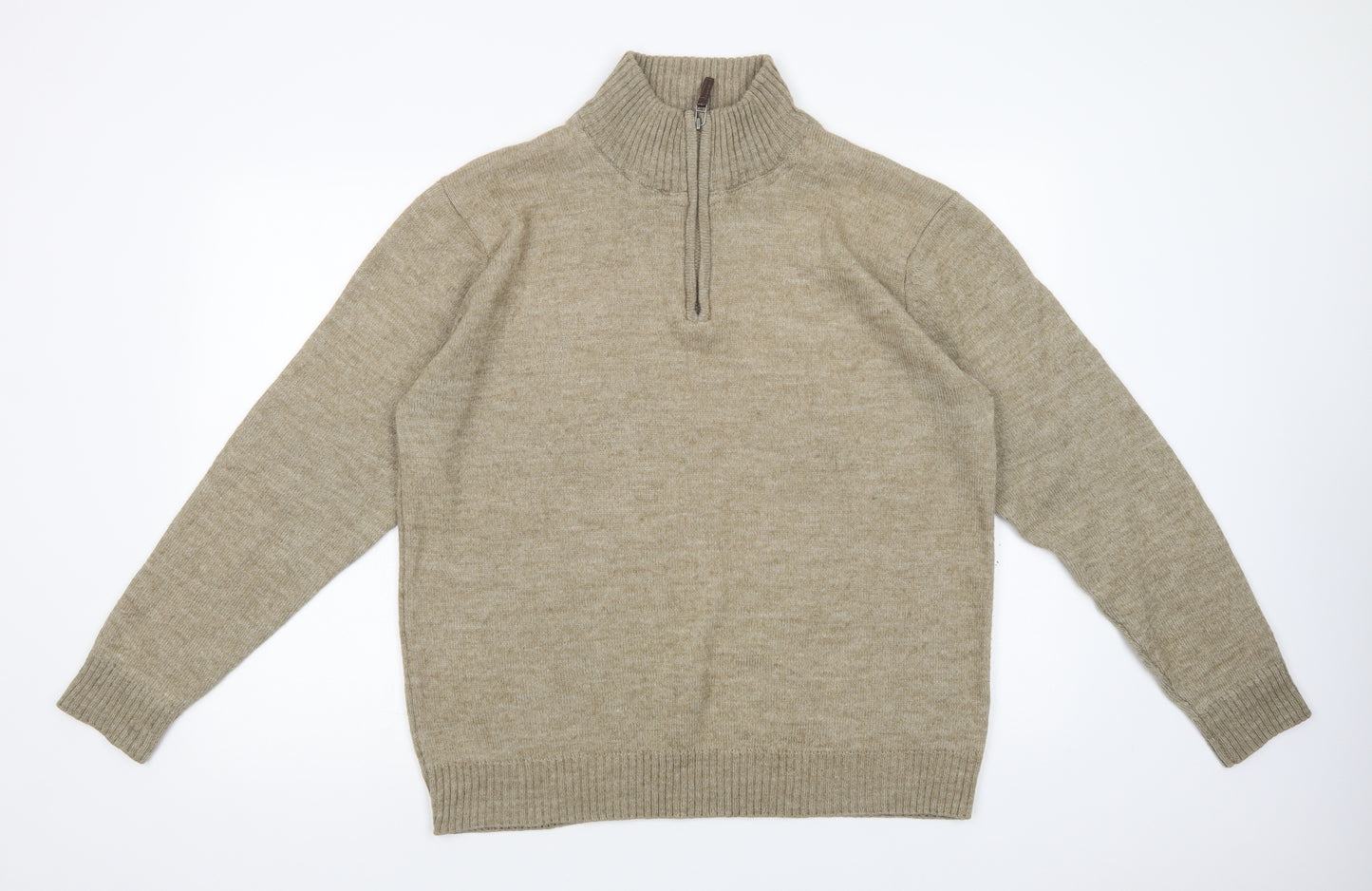 Sandstone Mens Beige High Neck  Acrylic Pullover Jumper Size XL