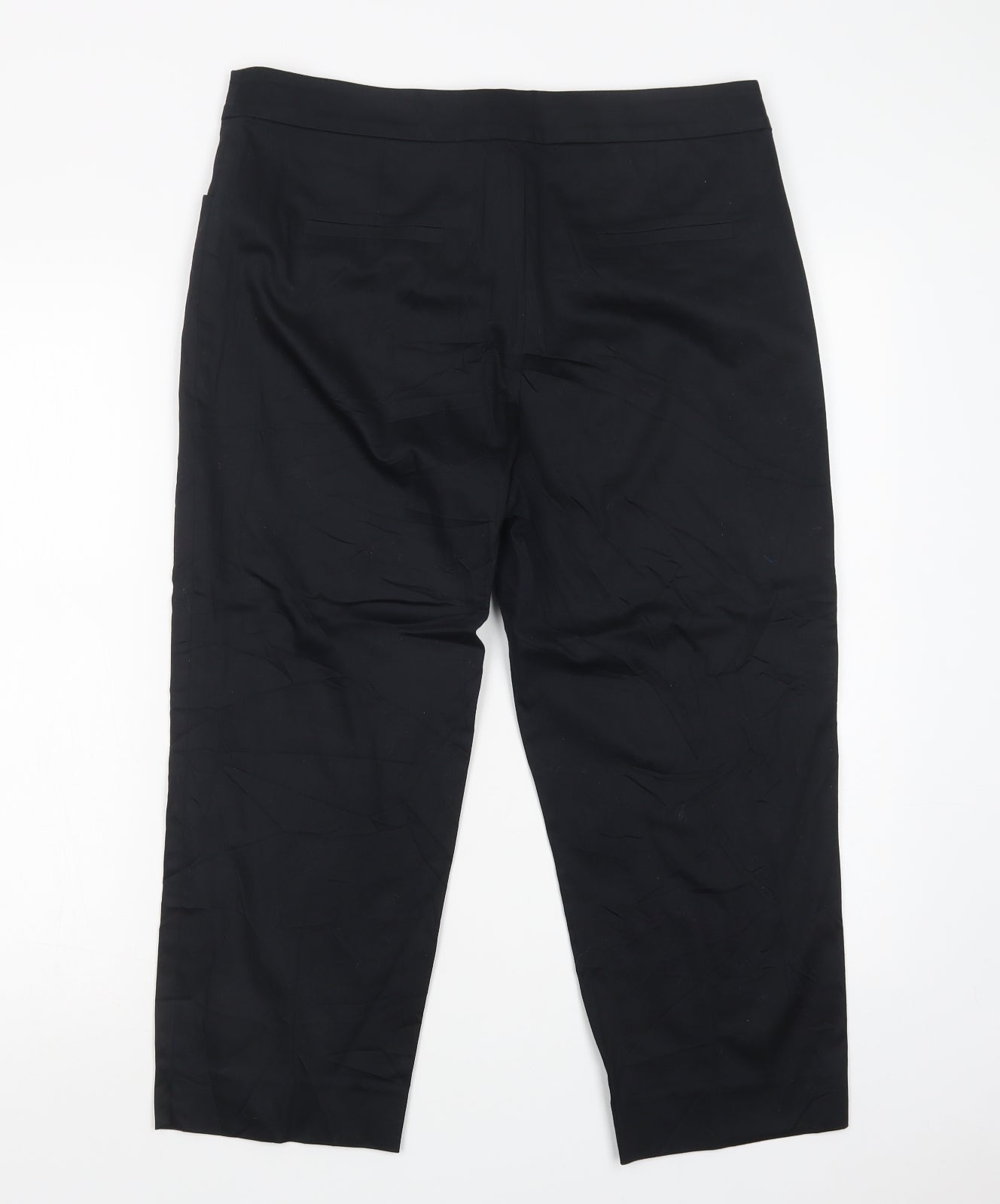 TU Womens Black  Cotton Cropped Trousers Size 14 L22 in Regular Button
