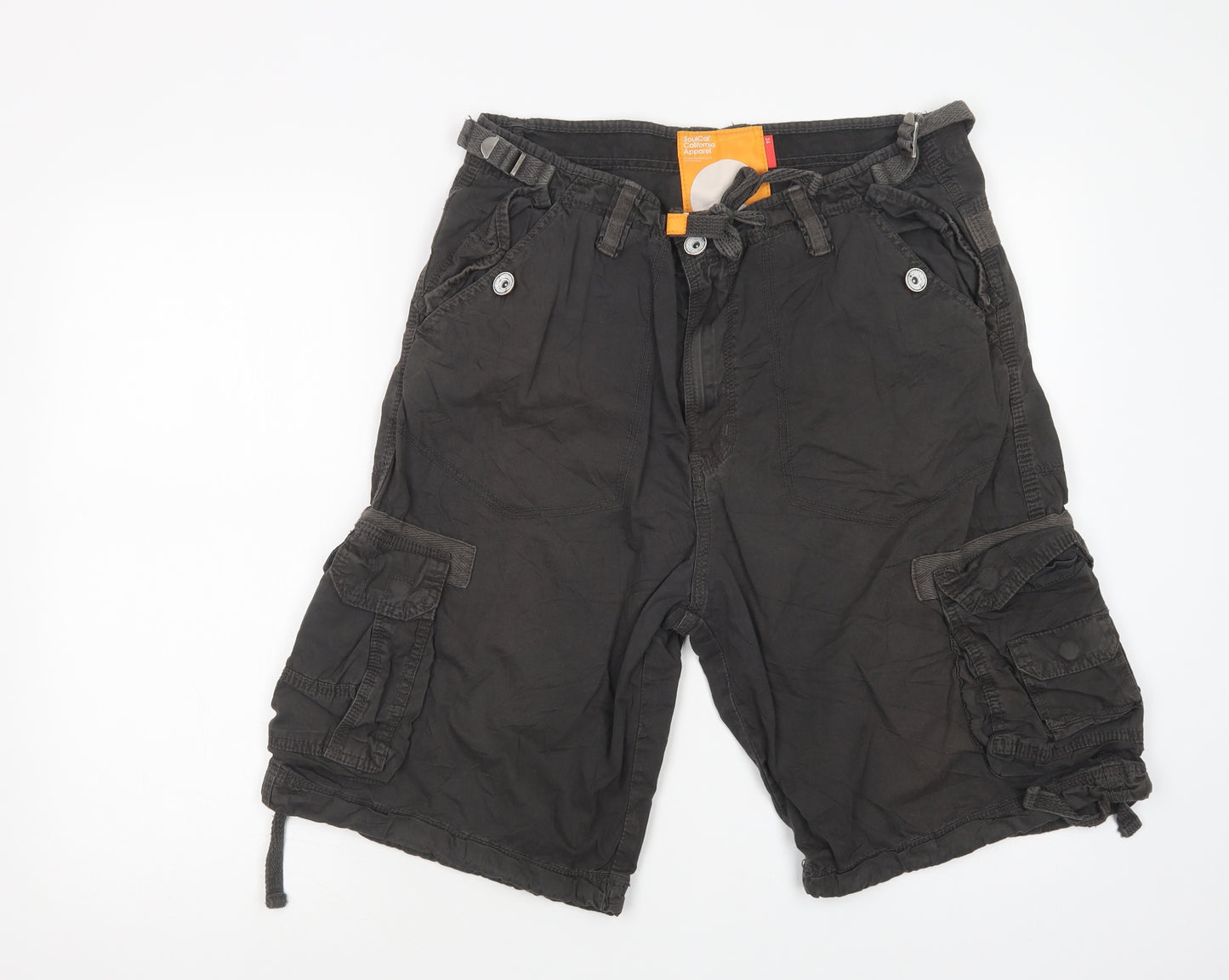 SoulCal Mens Brown  Cotton Cargo Shorts Size 34 in L14 in Regular Button
